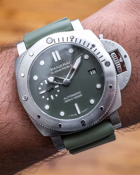 panerai submersible green strap|More.